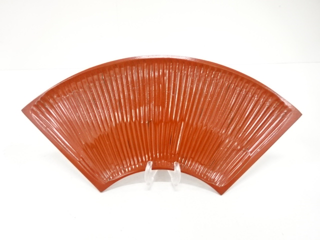 鎌倉彫　扇面盆